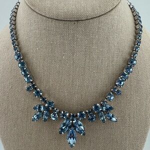 Weiss Vintage Silvertone Blue Crystal Necklace